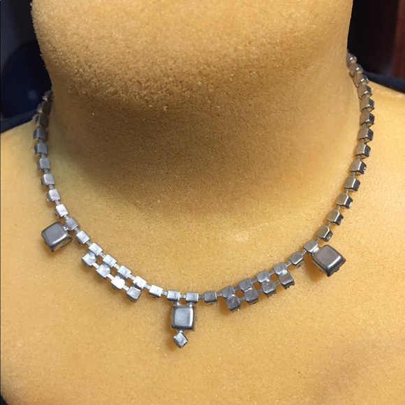 Vintage rhinestone necklace with gray stones - Picture 3 of 4